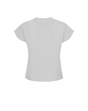 Stylish women’s blouse in linen and viscose in white | Blouses - 8