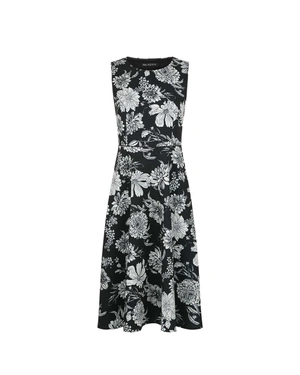 Summer black dress with white flowers, sleeveless, with a defined waist | All products