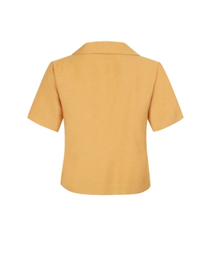 Blouse d’été en viscose et lin de couleur moutarde | Blouses - 2