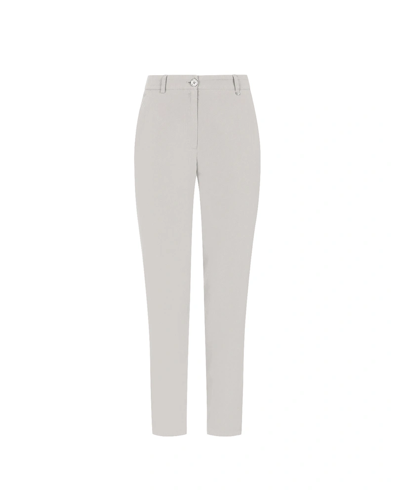 Summer cotton ankle-length trousers, tapered leg, with Italian pocket, in light gray | Trousers