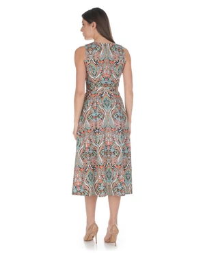 Summer cotton dress with a boho paisley print in earthy tones | NEW - 5
