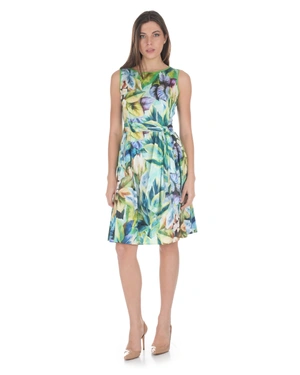 Summer cotton dress with tropical print in blue-green hues | NEW - 2