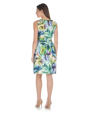 Summer cotton dress with tropical print in blue-green hues | NEW - 3