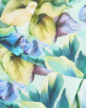 Summer cotton dress with tropical print in blue-green hues | NEW - 5