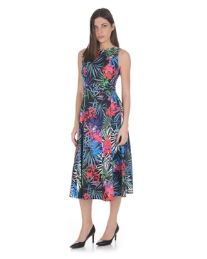 Summer cotton dress with tropical print in vibrant colors | NEW - 4