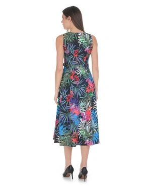 Summer cotton dress with tropical print in vibrant colors | NEW - 5