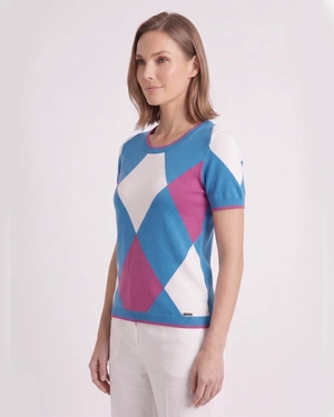 Summer cotton sweater with diamond pattern | Knitwear | Dika.ge - 1 Summer cotton sweater with diamond pattern | Knitwear - 1