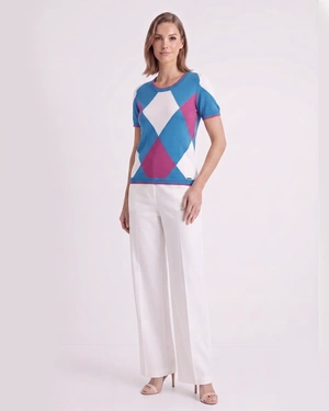 Summer cotton sweater with diamond pattern | Knitwear | Dika.ge - 3 Summer cotton sweater with diamond pattern | Knitwear - 3