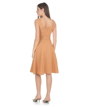 Summer dress with belt in terracotta | NEW - 10