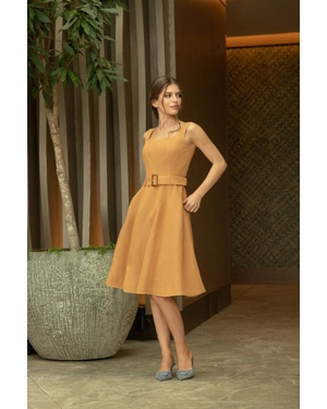 Summer dress with belt in terracotta | NEW - 13