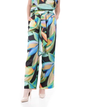 Pantaloni de vară cu imprimeu tropical, picioare largi și curea textilă | COLECTIE DE VARĂ OUTLET - 4