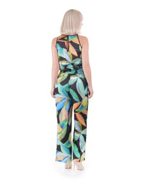 Pantaloni de vară cu imprimeu tropical, picioare largi și curea textilă | COLECTIE DE VARĂ OUTLET - 7