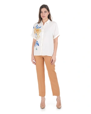 Summer viscose shirt with a stylized vibrant motif | Shirts - 3