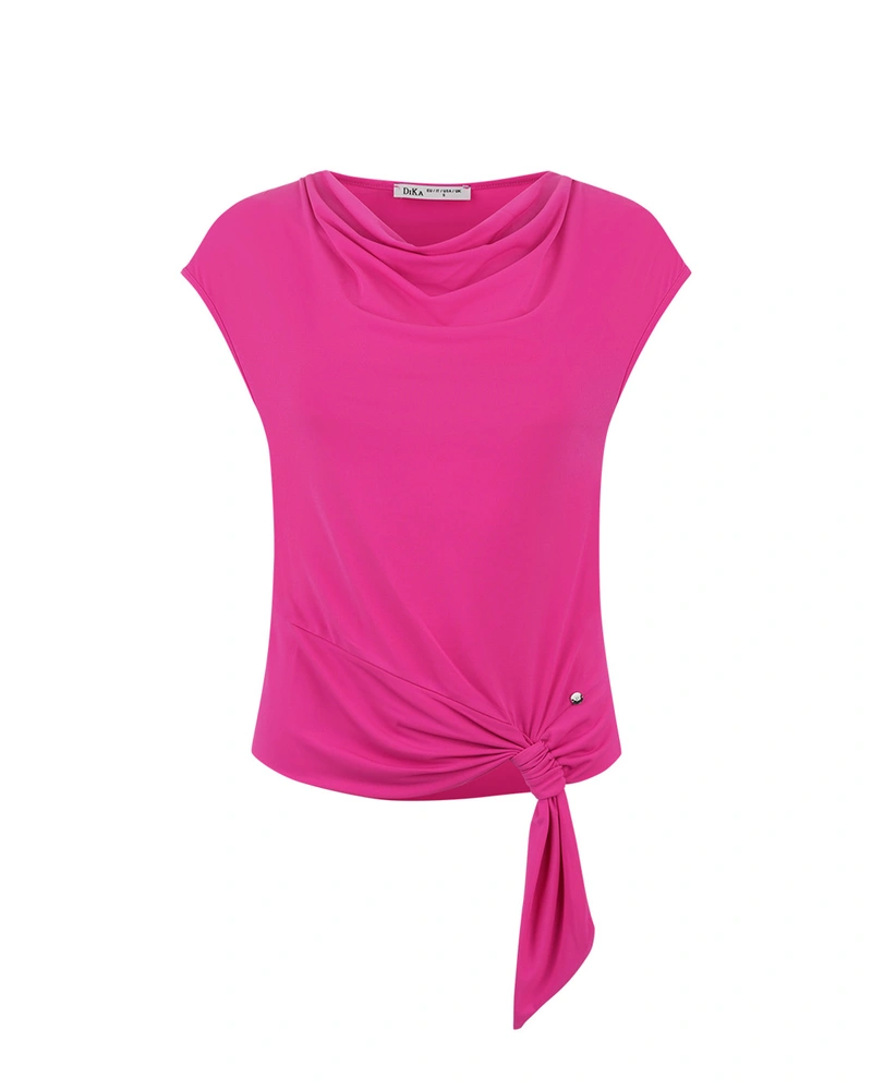 T-shirt with a Greek neckline in fuchsia color | OUTLET SUMMER