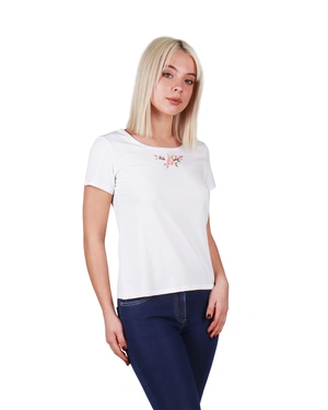T-shirt with floral embroidery motif | OUTLET SUMMER - 2