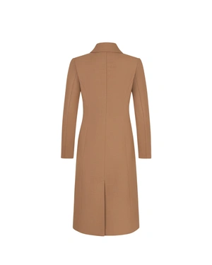 Tailored coat with lapels and double-breasted fastening in camel color | COLLECTION - 5