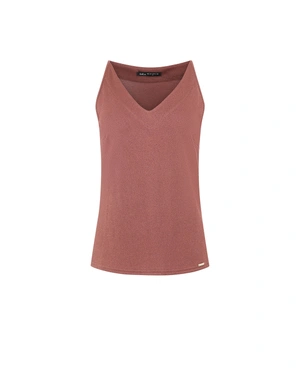 Top with metallic yarn in terracotta color | T-shirts and Tops | Dika.bg Top with metallic yarn in terracotta color | T-shirts and Tops