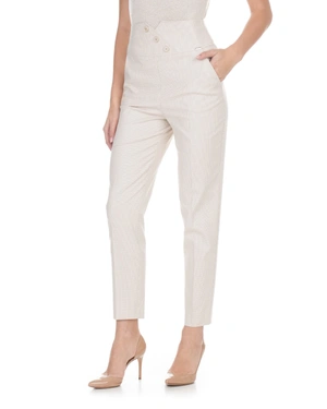 Pantaloni bej cu pepit fin | Pantaloni - 2