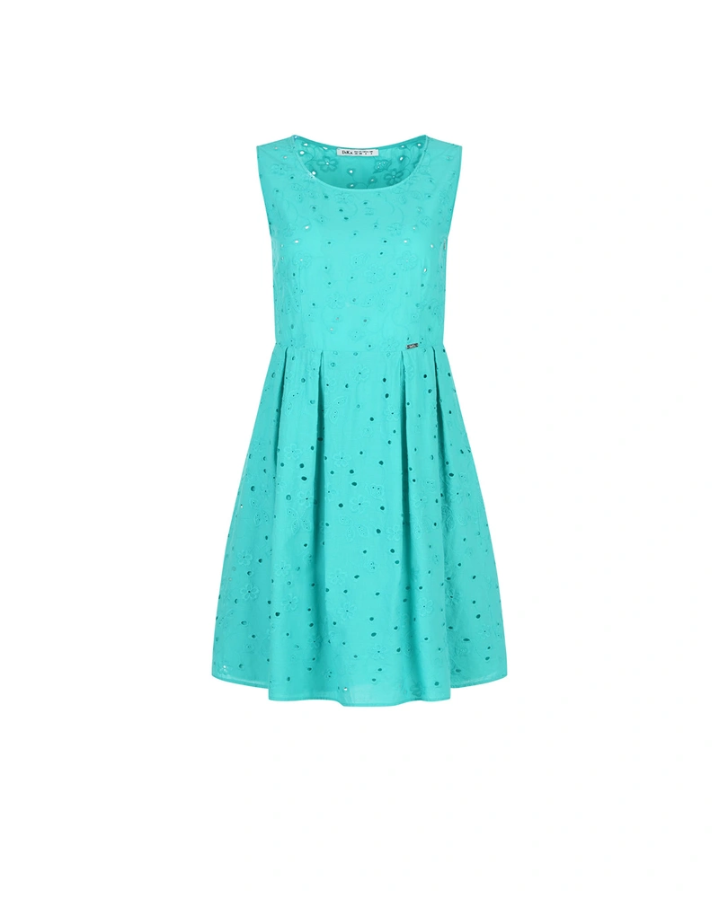 Turquoise summer dress with English embroidery | Dresses