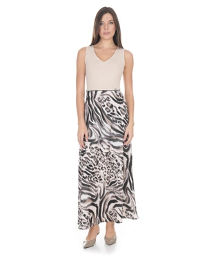 Haljina od dve tkanine u bež boji sa životinjskim printom | Haljine - 2