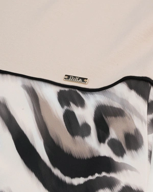 Haljina od dve tkanine u bež boji sa životinjskim printom | Haljine - 5