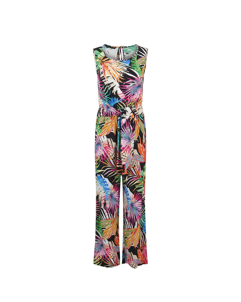 Vibrant summer jumpsuit in 100% viscose with tropical motifs | Jumpsuites