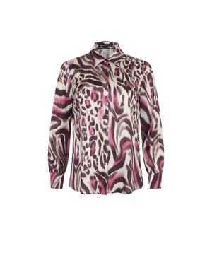 Viscose and rayon shirt with stylized motifs in burgundy | Casual collection - 7
