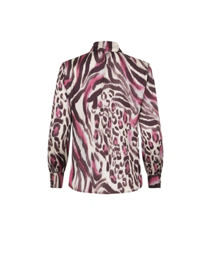 Viscose and rayon shirt with stylized motifs in burgundy | Casual collection - 8