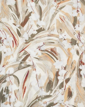 Viscose blouse with 3/4 sleeves and a stylized pattern in pastel earth tones | Blouses - 6