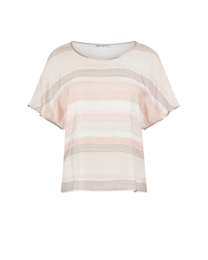 Viscose blouse with a round neckline and V-slit with button | Blouses