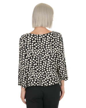 Viscose blouse with black-beige contrast print | Blouses | Outlet DiKa - 4 Viscose blouse with black-beige contrast print | Blouses - 4