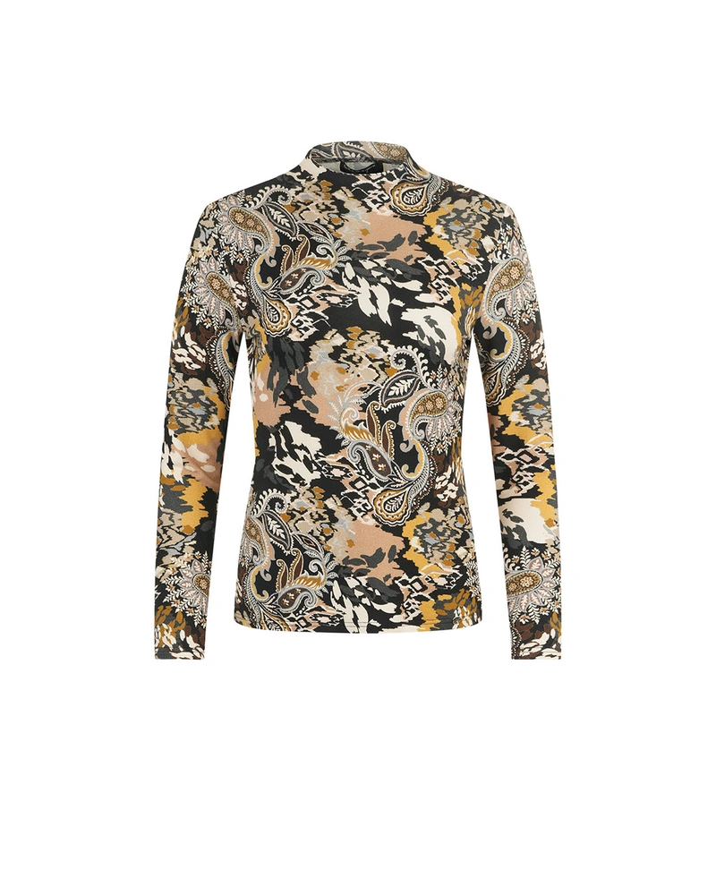 Viscose blouse with silk blend, featuring stylized paisley motifs | All products