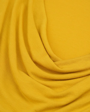 Viscose knit blouse with Grecian neckline, mustard color |  - 2