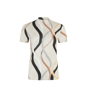 Viscose mock neck top with wavy motif | COLLECTION - 7