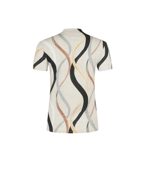 Viscose mock neck top with wavy motif | COLLECTION - 8