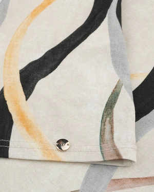 Viscose mock neck top with wavy motif | COLLECTION - 9