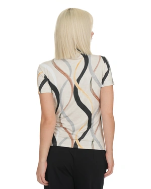 Viscose mock neck top with wavy motif | COLLECTION - 12