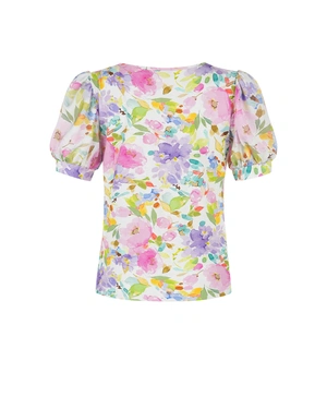 Viscose T-shirt with a spring floral pattern | Tshirts and Tops - 1