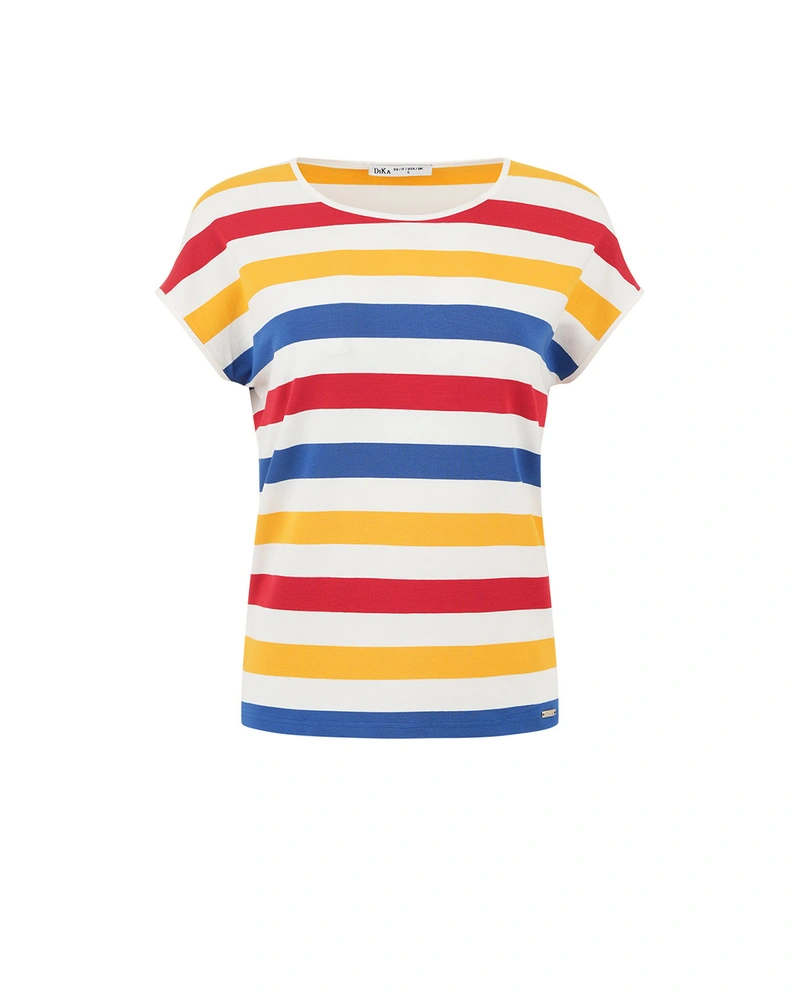 Viscose T-shirt with multicolored stripes | T-shirts and Tops