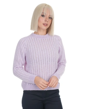 Pull volumineux lilas clair à côtes anglaises | Mailles - 1
