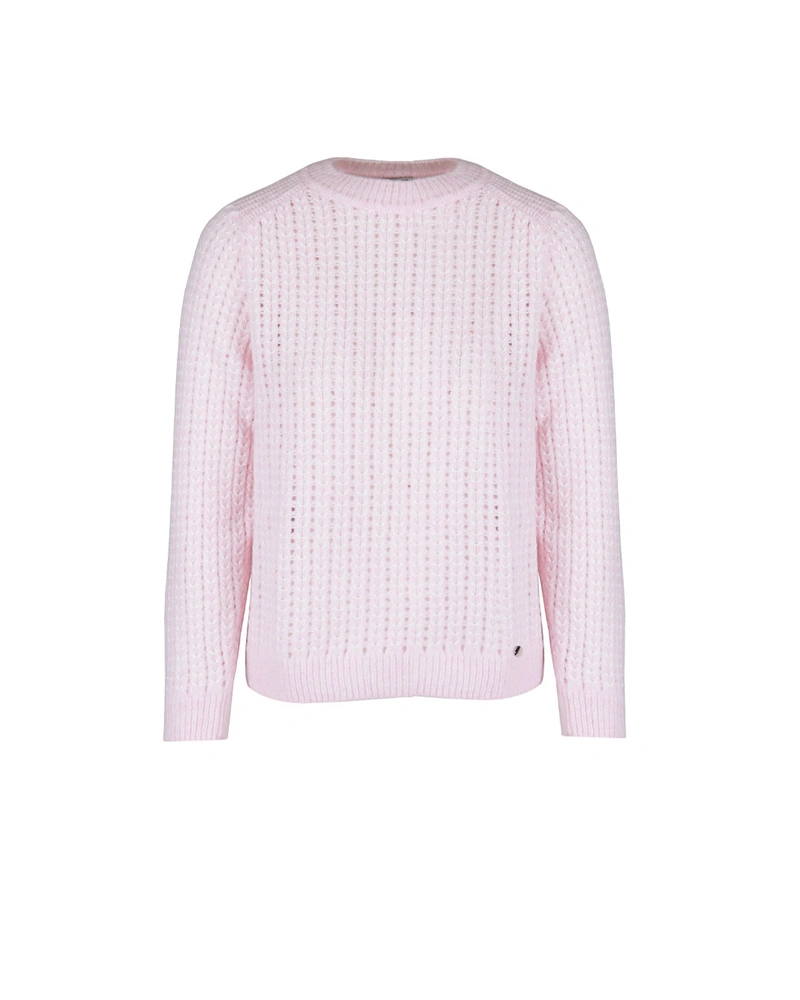 Voluminous light pink sweater with English rib knit | Knitwear