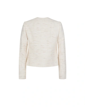 White bouclé tweed blazer with decorative details | Jackets and Blazers | Dika.ge - 1 White bouclé tweed blazer with decorative details | Jackets and Blazers - 1