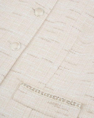 White bouclé tweed blazer with decorative details | Jackets and Blazers | Dika.ge - 2 White bouclé tweed blazer with decorative details | Jackets and Blazers - 2