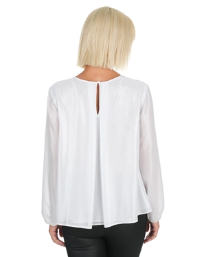 Blouse en chiffon blanc à manches longues | Blouses - 7