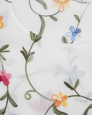 White cotton blouse with delicate floral embroidery | Blouses - 6