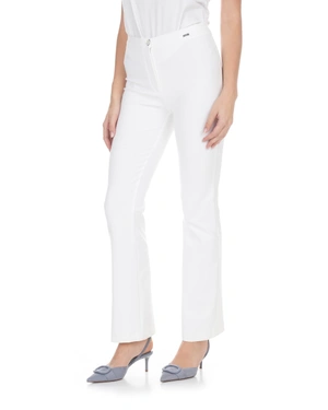 White cotton pants with a slight bootcut leg | Trousers - 2