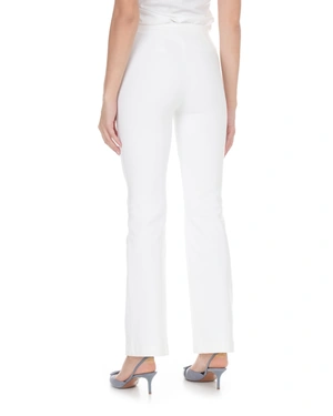 White cotton pants with a slight bootcut leg | Trousers - 3