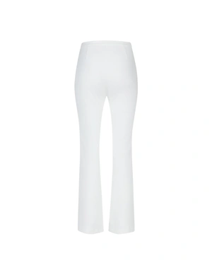 White cotton pants with a slight bootcut leg | Trousers - 4