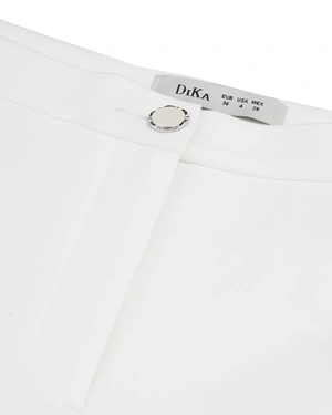 White cotton pants with a slight bootcut leg | Trousers - 5