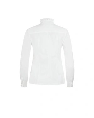 White cotton shirt with a ruffle front | Casual | Dika.ge - 5 White cotton shirt with a ruffle front | Casual - 5